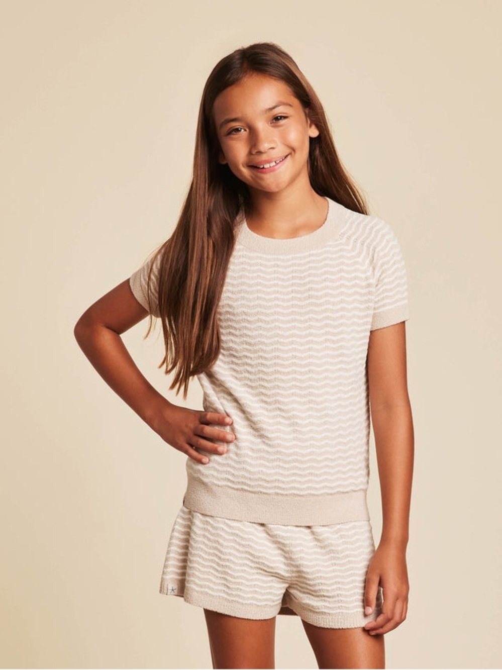 Girls Barefoot Dreams Raglan Tee stone/pearl